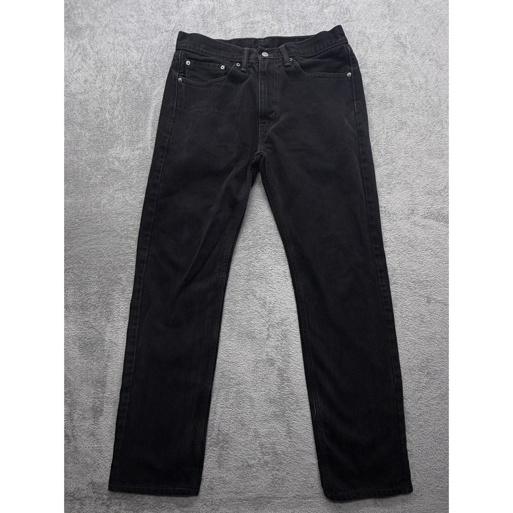 Levis 505 Jeans Mens Measured 34x32 Black Straight Leg 100% Cotton Pants Classic